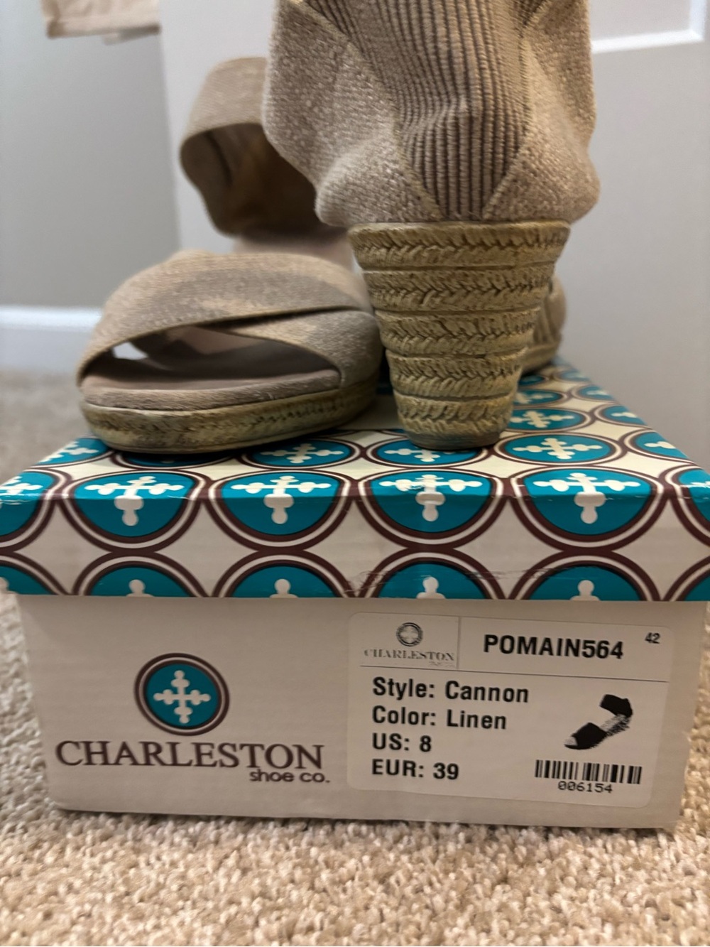 CHARLESTON SHOE CO. Beige Crisscross Ankle-Strap Sandals - Picture 8 of 8